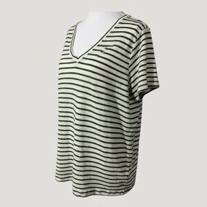Vineyard Vines Green‎ & Cream Linen Striped Tee Size L
